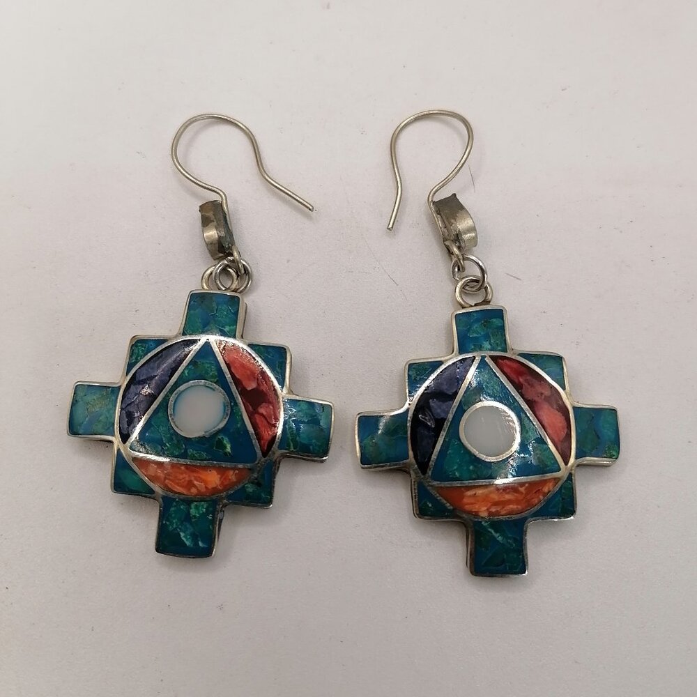 Earrings For Women Alpaca Natural Stone Chakana Inca